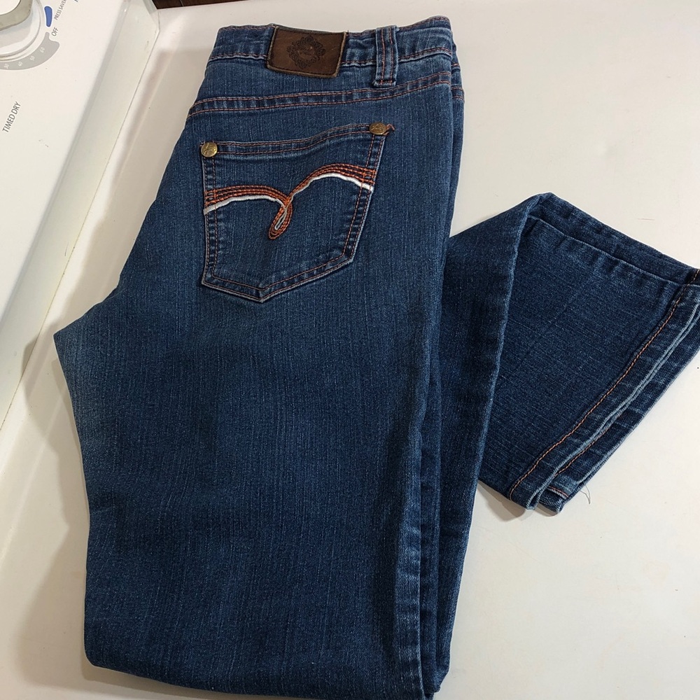 Dani Max Classic Women’s Vintage Blue With Orange Thread Jeans, Size 11 - Picture 11 of 15